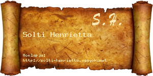 Solti Henrietta névjegykártya